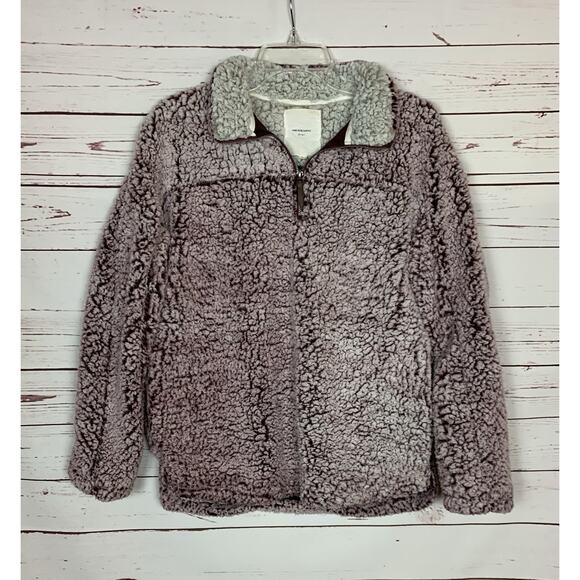 Thread & Supply Nordstrom Women's L Large Wine Sherpa Quarter Zip Fuzzy Pullover - Picture 1 of 12
